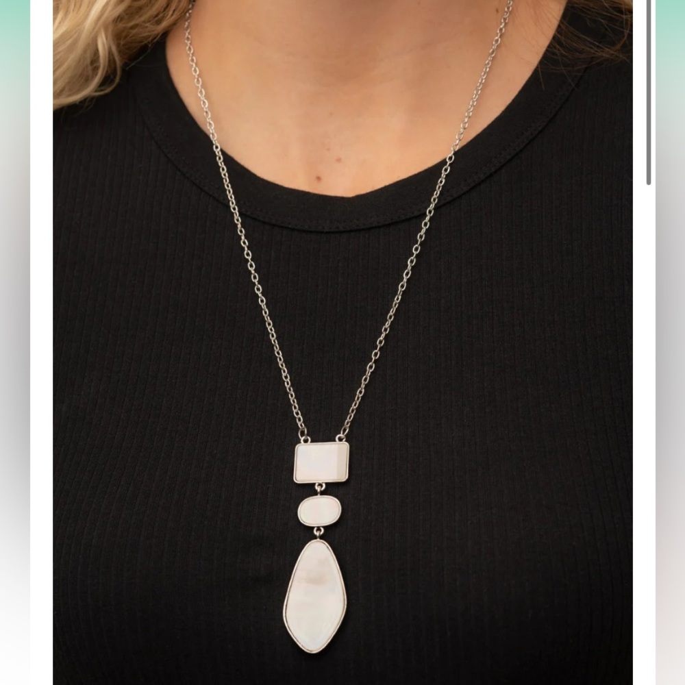 White Shell Silver Necklace